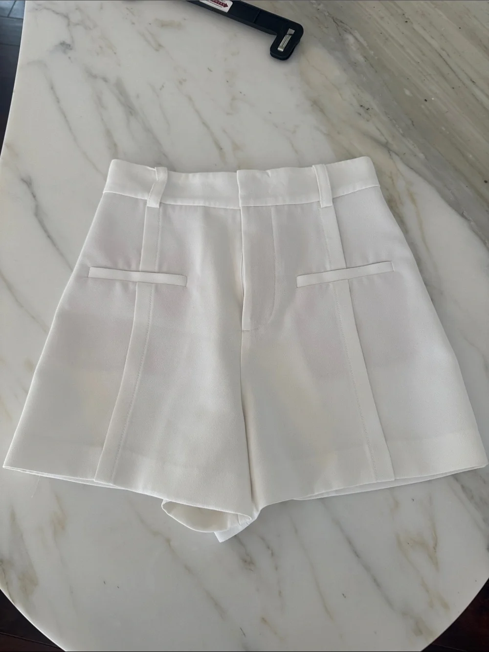 Zara White High-Waist Tailored Shorts